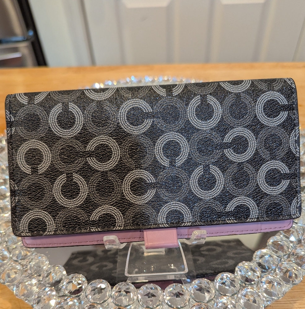 COACH Madison Dot Op Art Signature Checkbook Holder